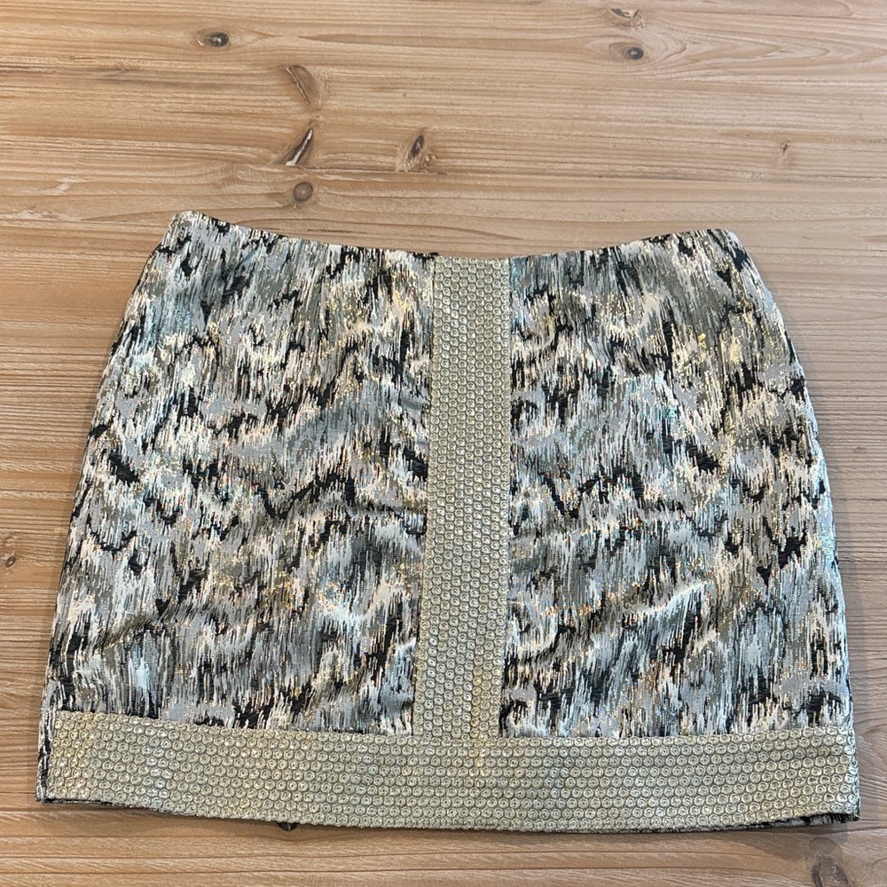 Ladakh Metallic Black and Gold Mini Skirt